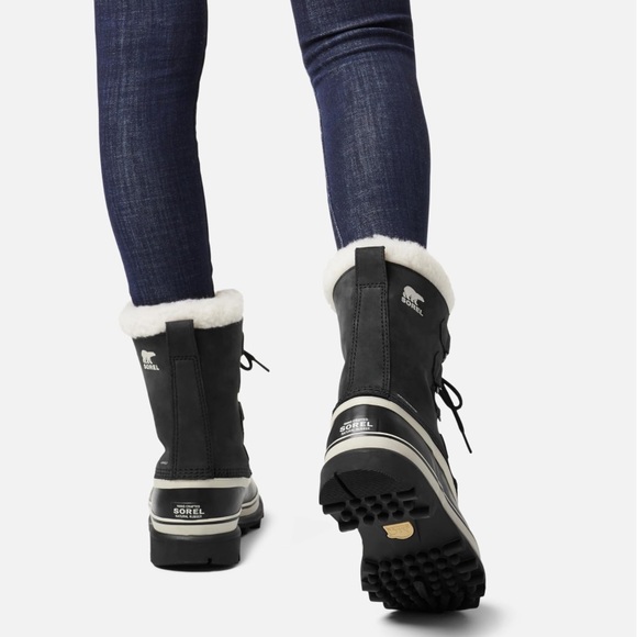 NWT SOREL CARIBOU™ WOMEN'S WATERPROOF BOOT In Leather, Black/Stone Color, US 7 - Picture 14 of 16